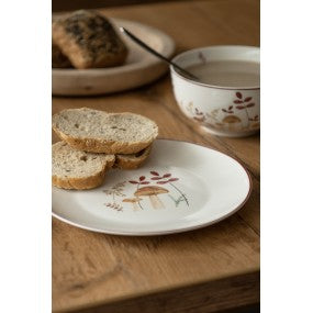 ontbijtbord dia 20cm beige porselein paddenstoelen
