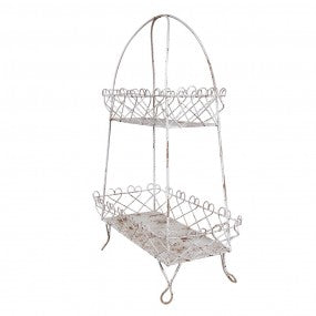 etagère 2-laags 47x24x66cm wit bruin metaal