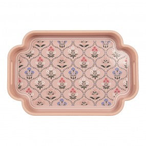 dienblad set van 2 grijs hout bloemen