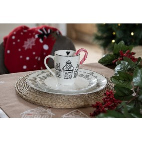 ontbijtbord dia 20cm beige porselein gingerbread house