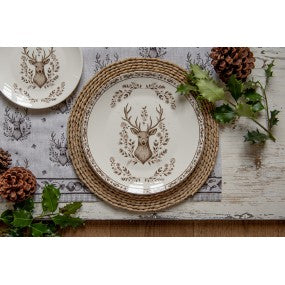 dinerbord dia 26x2cm beige porseleinen hert