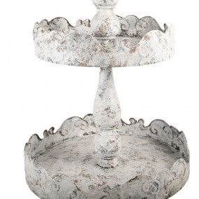 etagère 2-laags dia 36x104cm beige bruin metaal