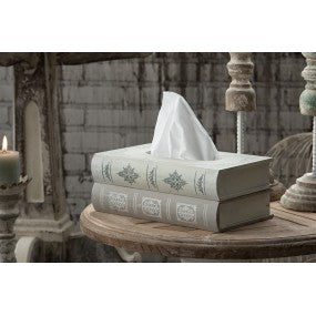 tissue box 27x16x10cm beige hout boeken tissuedoos