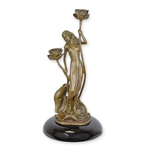 bronzen kandelaar Art Nouveau
