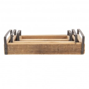 dienblad set van 3 bruin hout serveerschaal