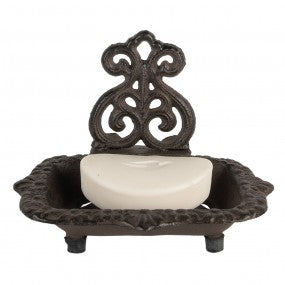 zeepbakje 15x11x11cm bruin metaal