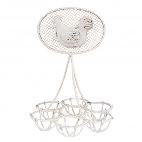 eierhouder dia 15x22cm wit metaal kip