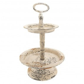 etagère 2-laags dia 22x34cm beige ijzer fruitschaal