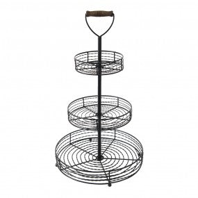 etagère 3-laags 34x59cm zwart ijzer fruitschaal