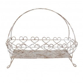 etagère 50x24x41cm wit bruin metaal fruitschaal