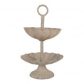 etagère 2-laags dia 15x24cm grijs metaal