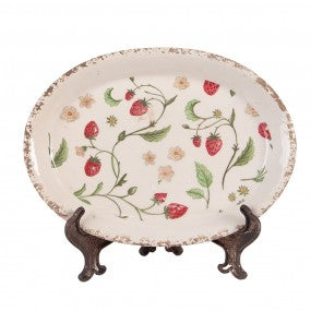 onderbord 25x18x2cm beige keramiek aardbeien