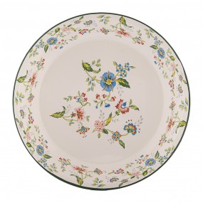 onderbord dia 30cm beige metaal bloemen