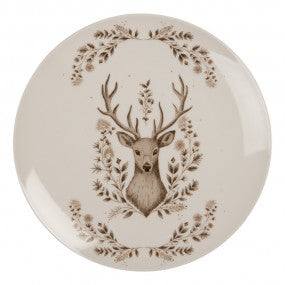 dinerbord dia 26x2cm beige porseleinen hert