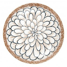 ondtbijtbord dia 21cm wit bruin keramiek