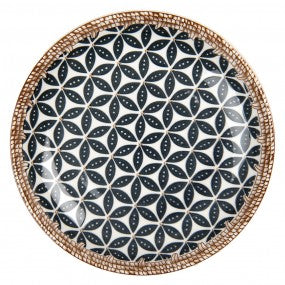 ondtbijtbord dia 21cm wit zwart keramiek