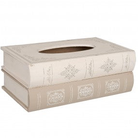 tissue box 27x16x10cm beige hout boeken tissuedoos