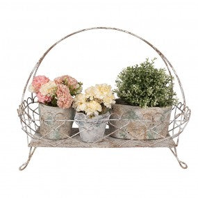 etagère 50x24x41cm wit bruin metaal fruitschaal