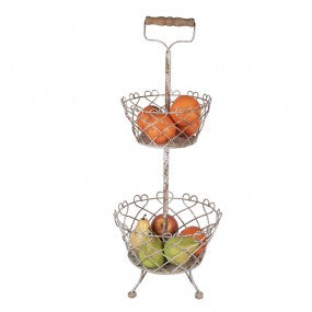 etagère dia 28x74cm wit bruin metaal fruitschaal