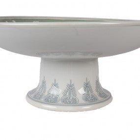 taartplateau op voet dia 26x13cm wit groen porselein