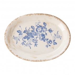 onderbord 25x18x2cm beige blauw keramiek bloemen