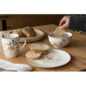 ontbijtbord dia 20cm beige porselein paddenstoelen